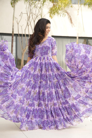 Purple floral gown