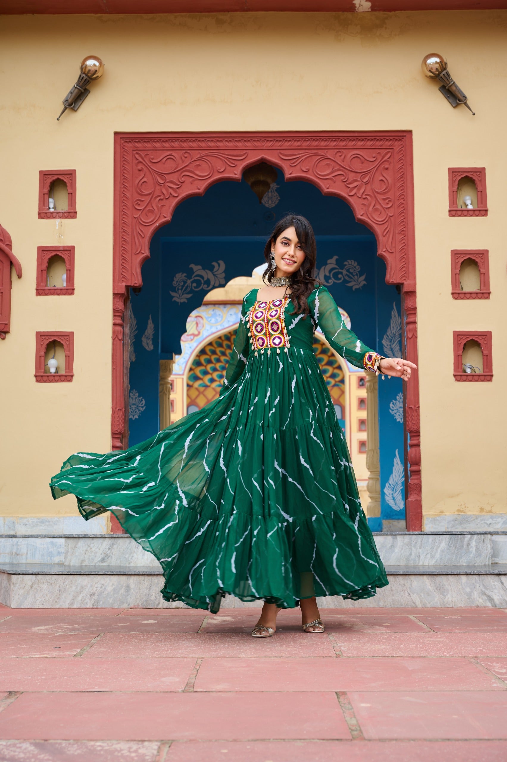 Green Laheriya gown