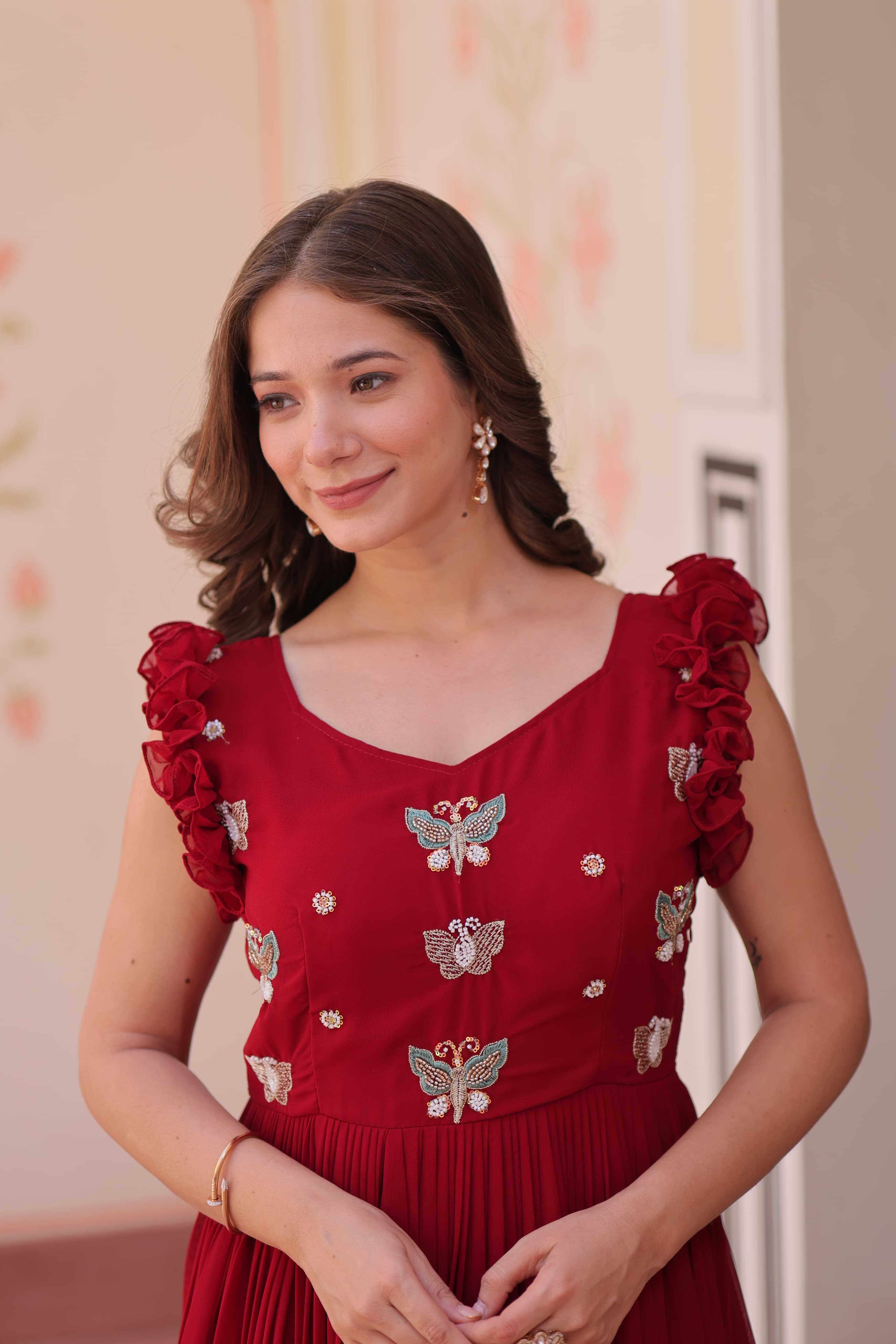  Maroon Designer Gown
