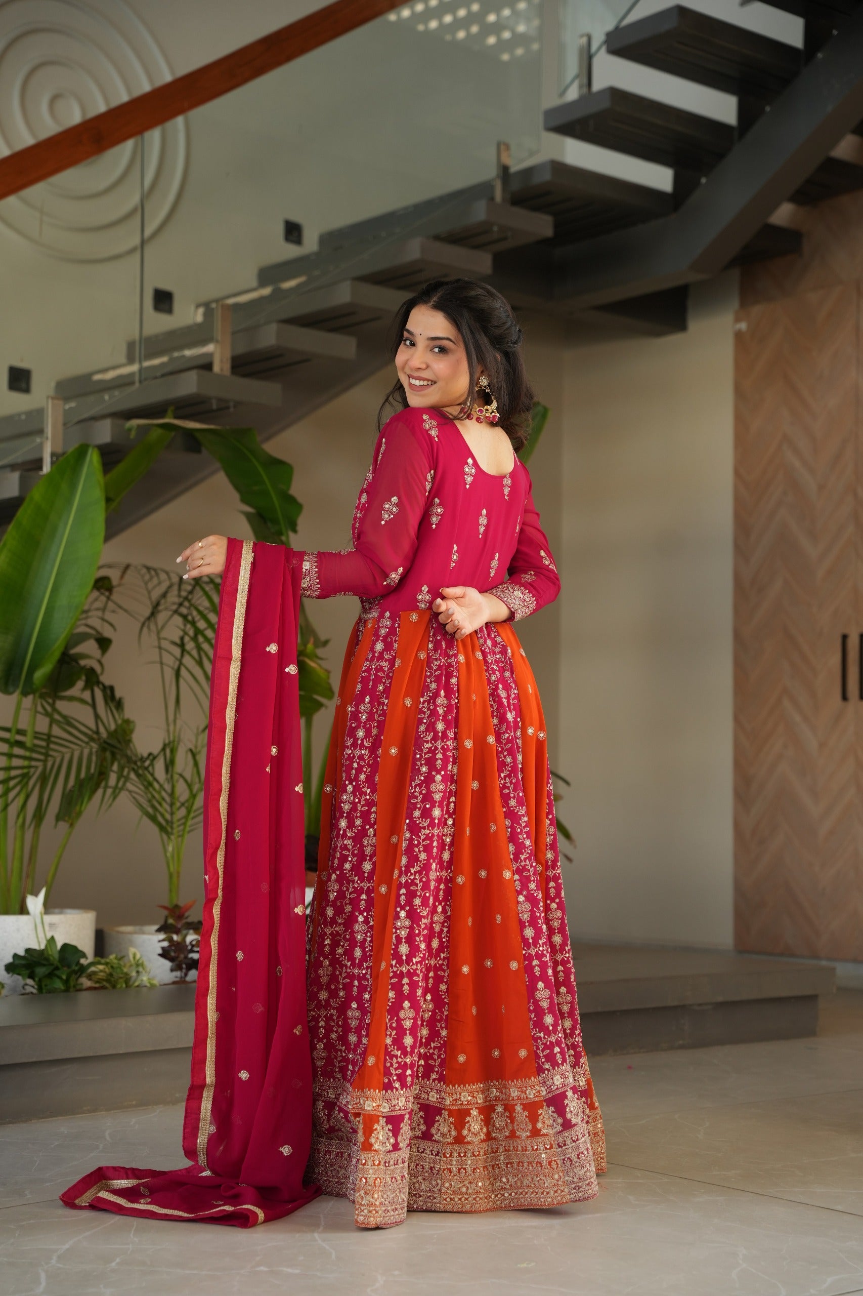 embroidered gown set
