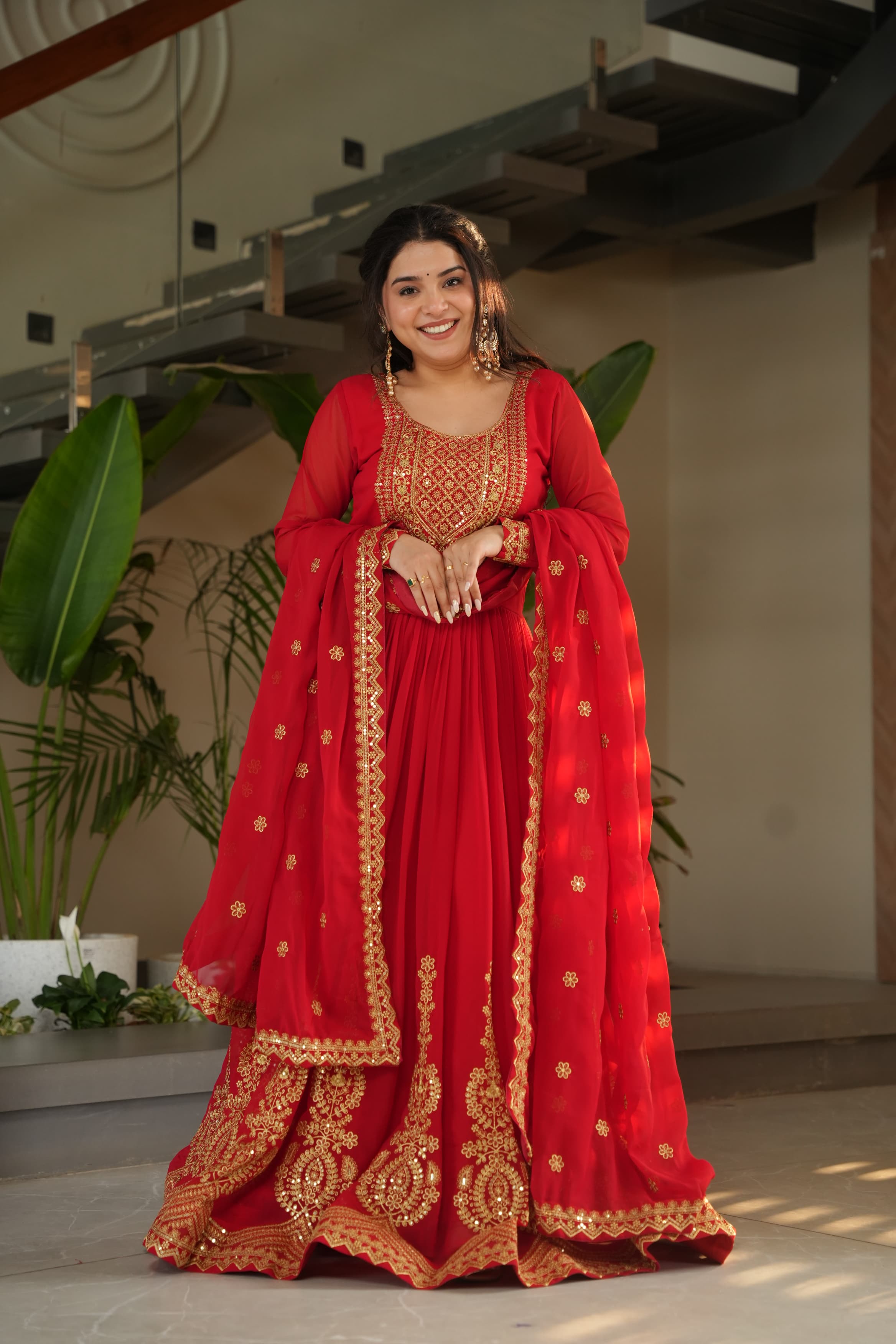party wear gown with dupatta