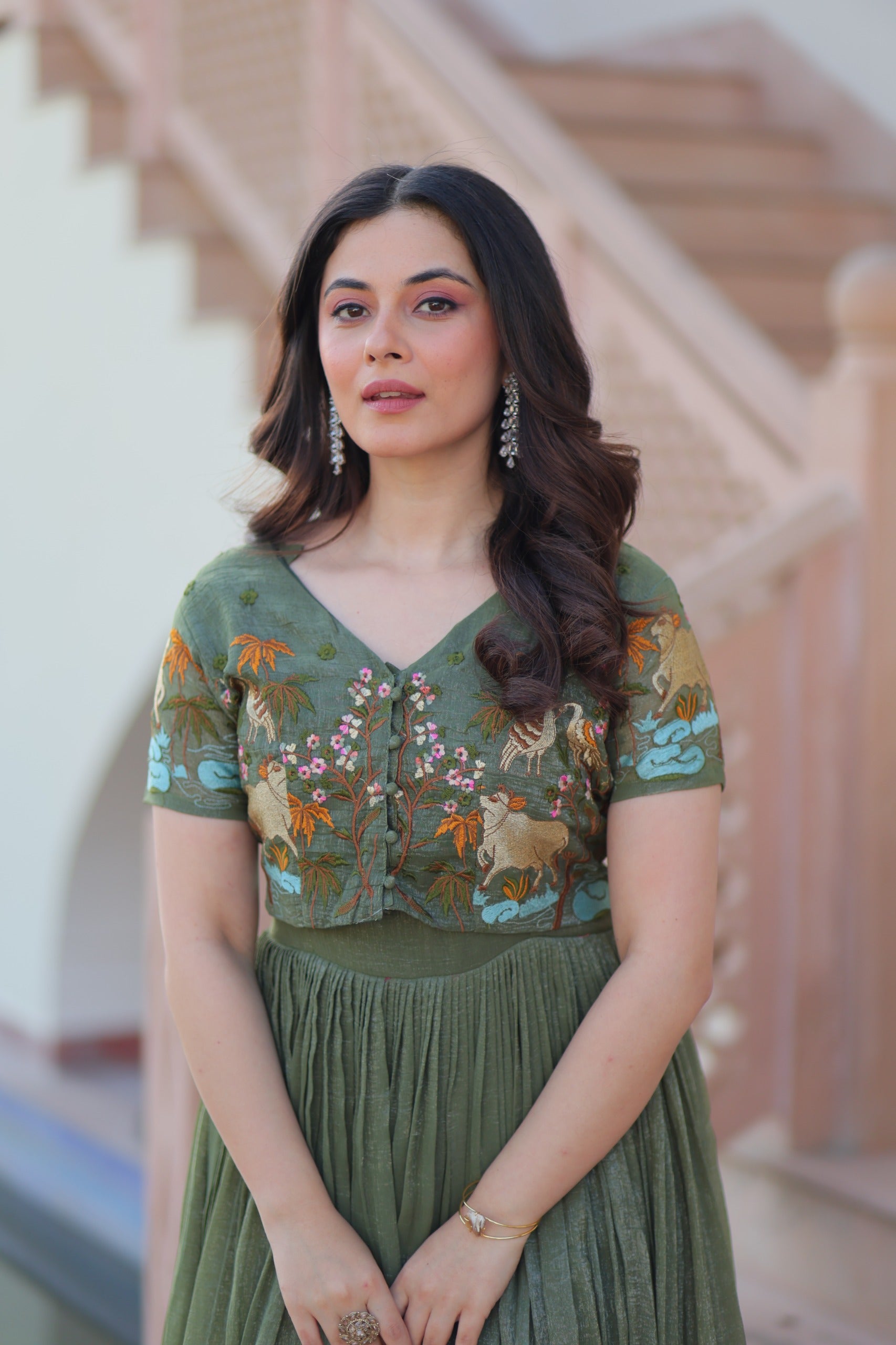  Green Embroidered Koti