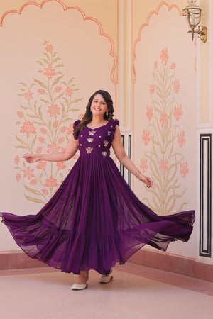 Sleeveless Frill Gown