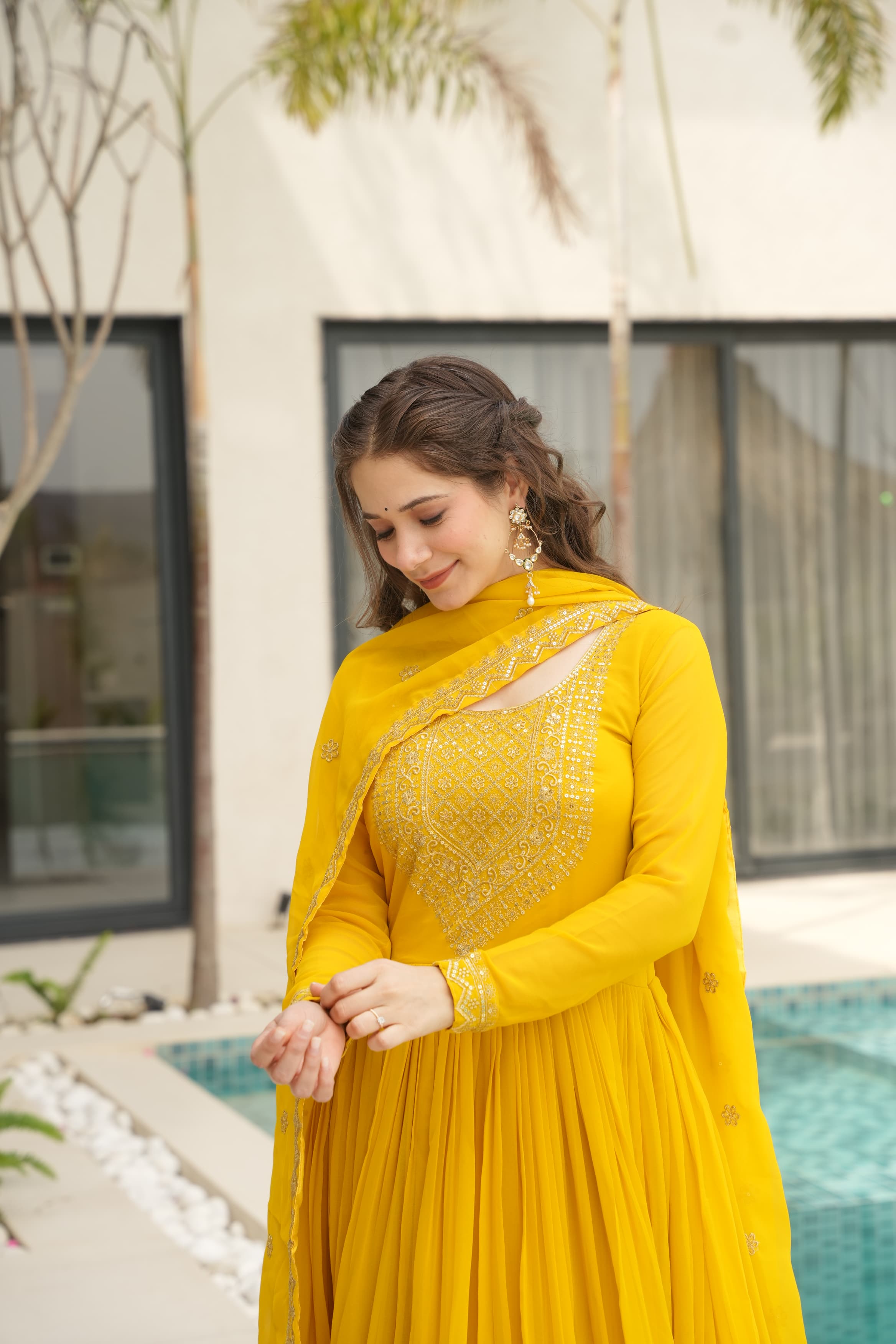 Yellow Embroidered Gown
