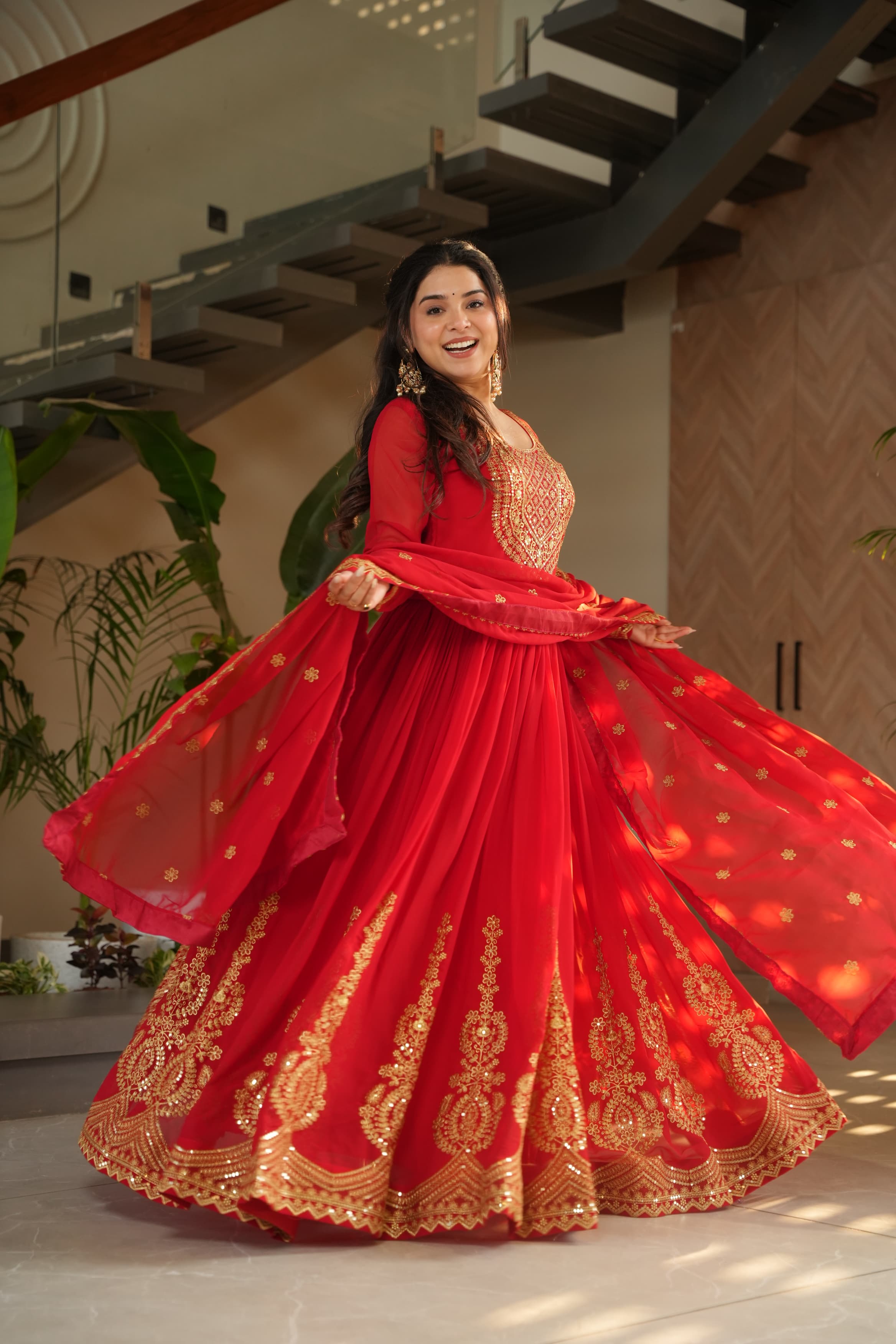 party wear gown with dupatta