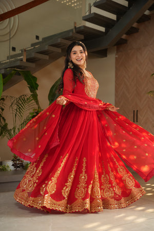 party wear gown with dupatta