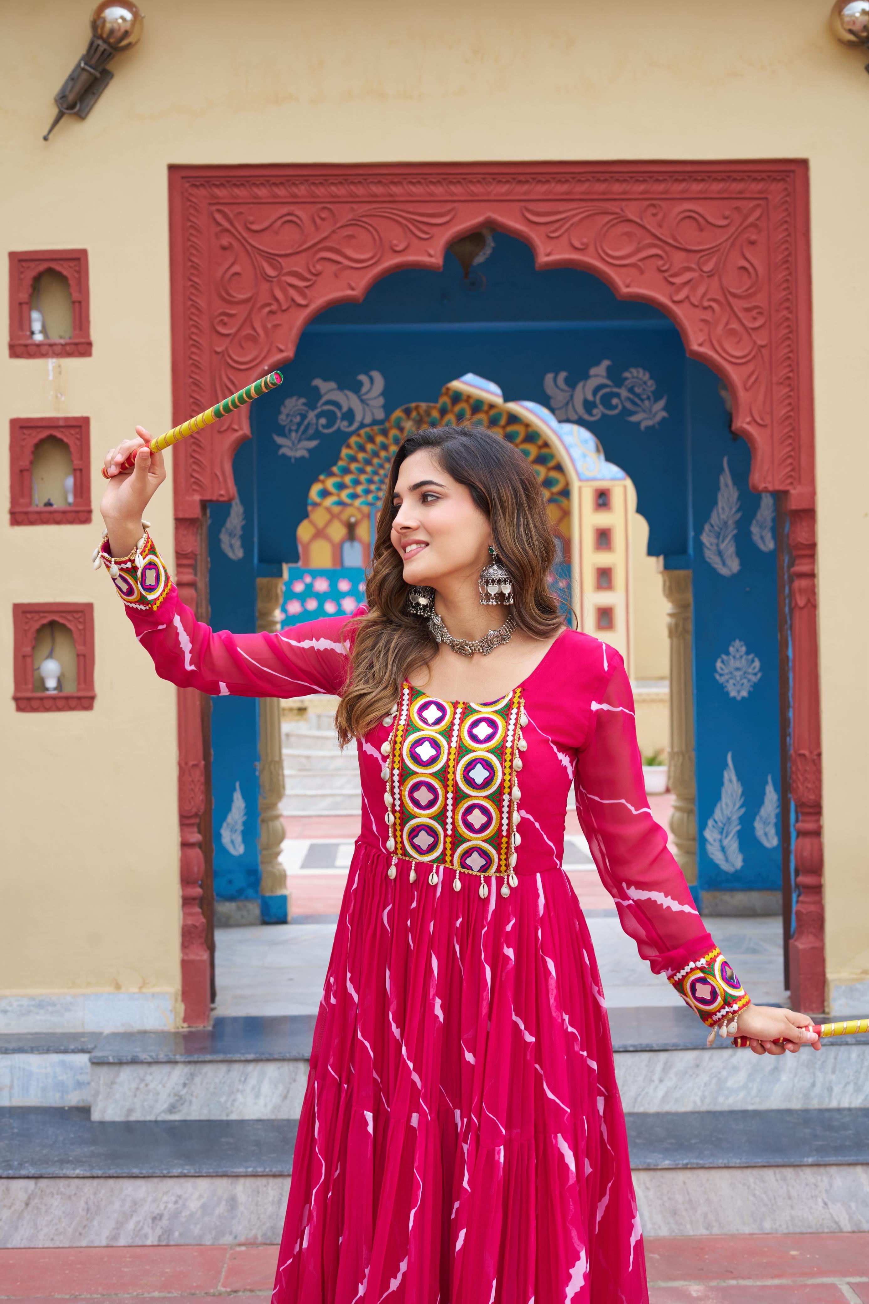  faux georgette Laheriya gown
