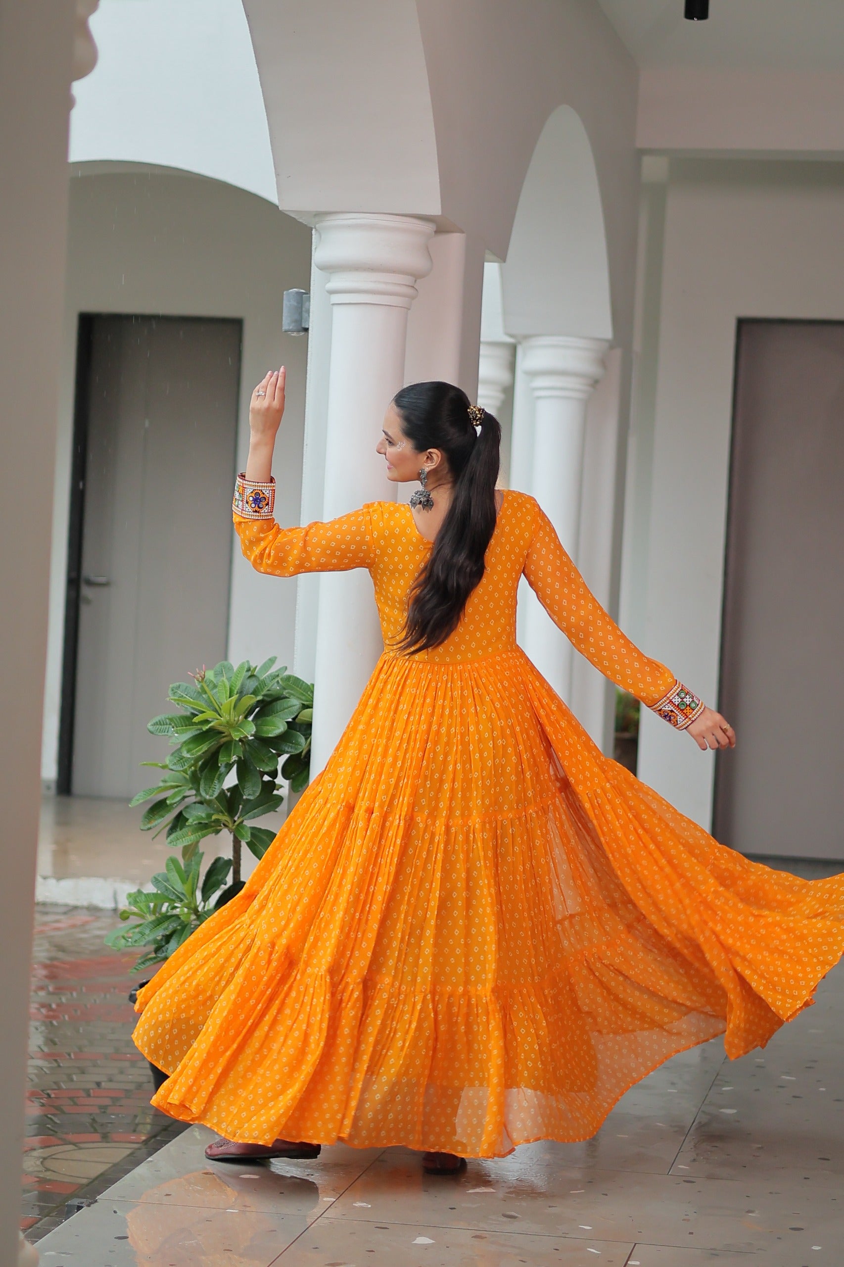 Bandhani Print Gown