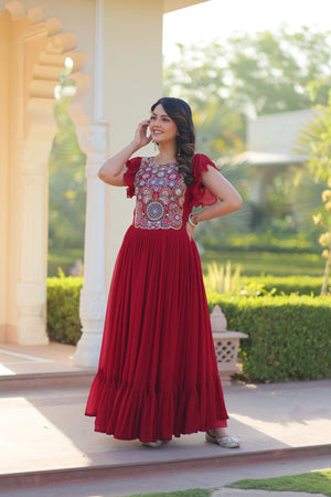 maroon ethnic gown