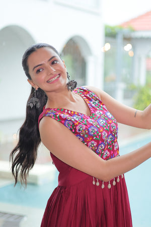 Woman in a colorful gown