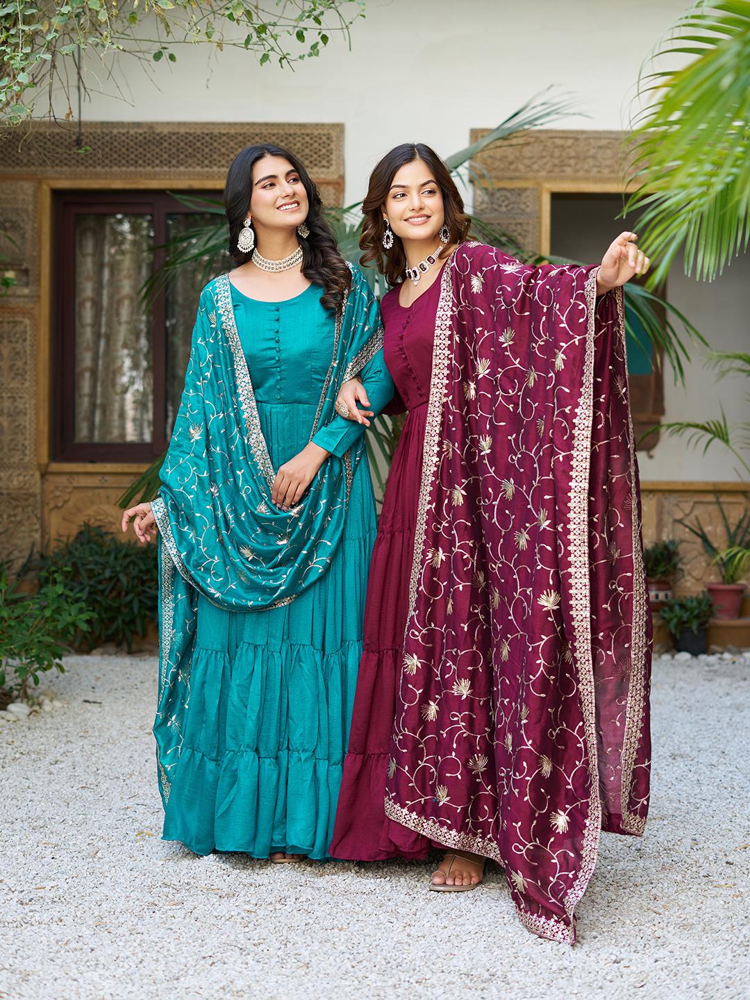  Vichitra Silk Gown