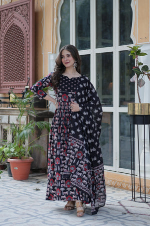 black cotton kurti set