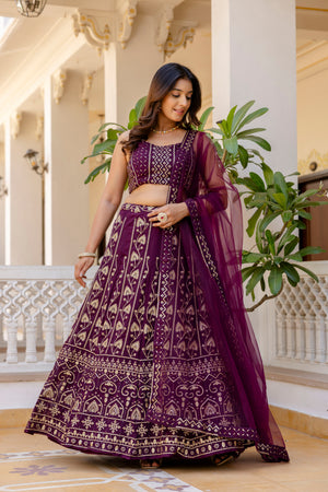 georgette embroidered lehenga