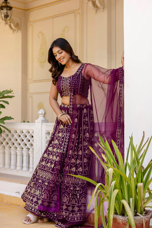 sequin thread lehenga