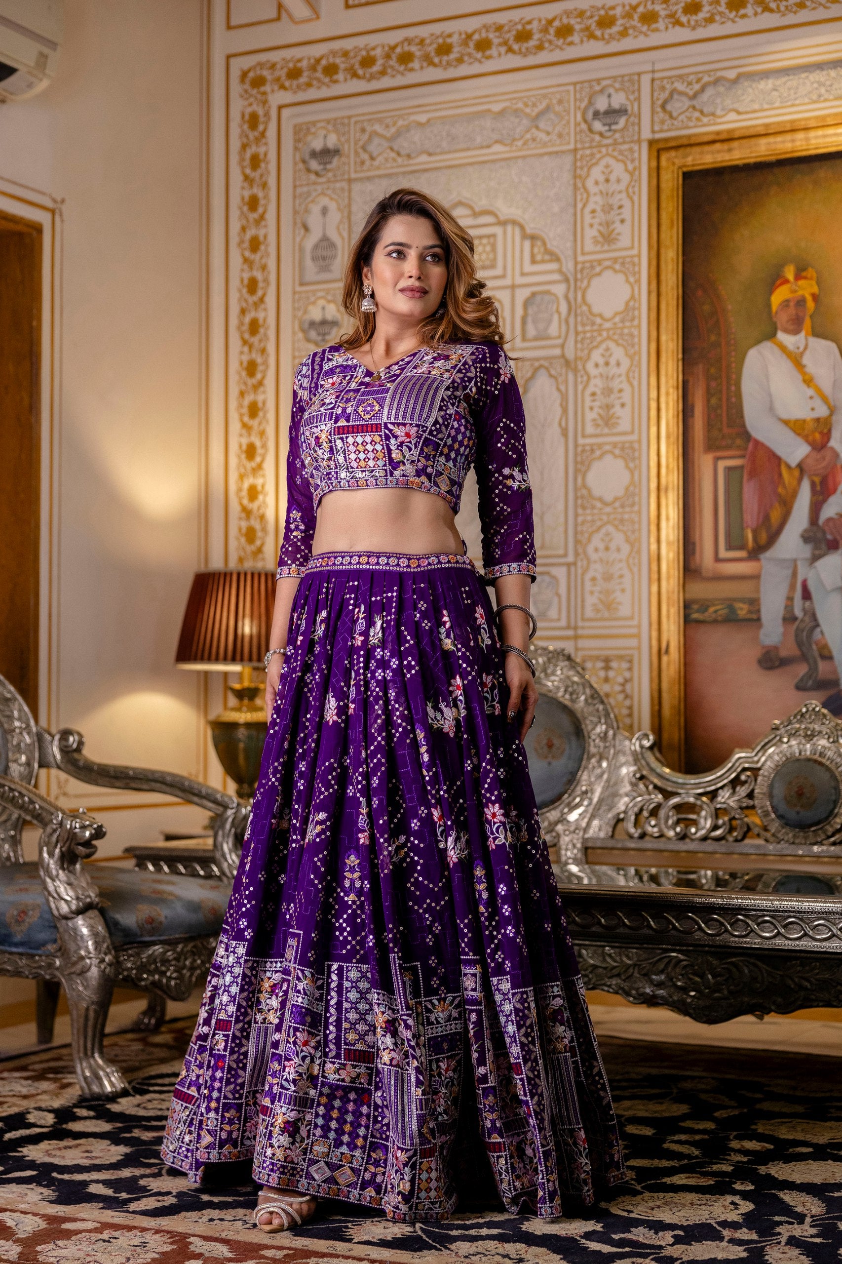 purple bridal lehenga