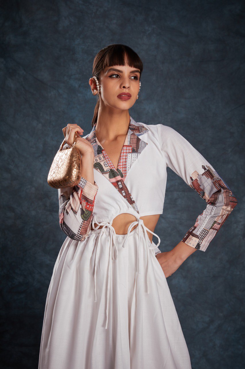 long printed gown