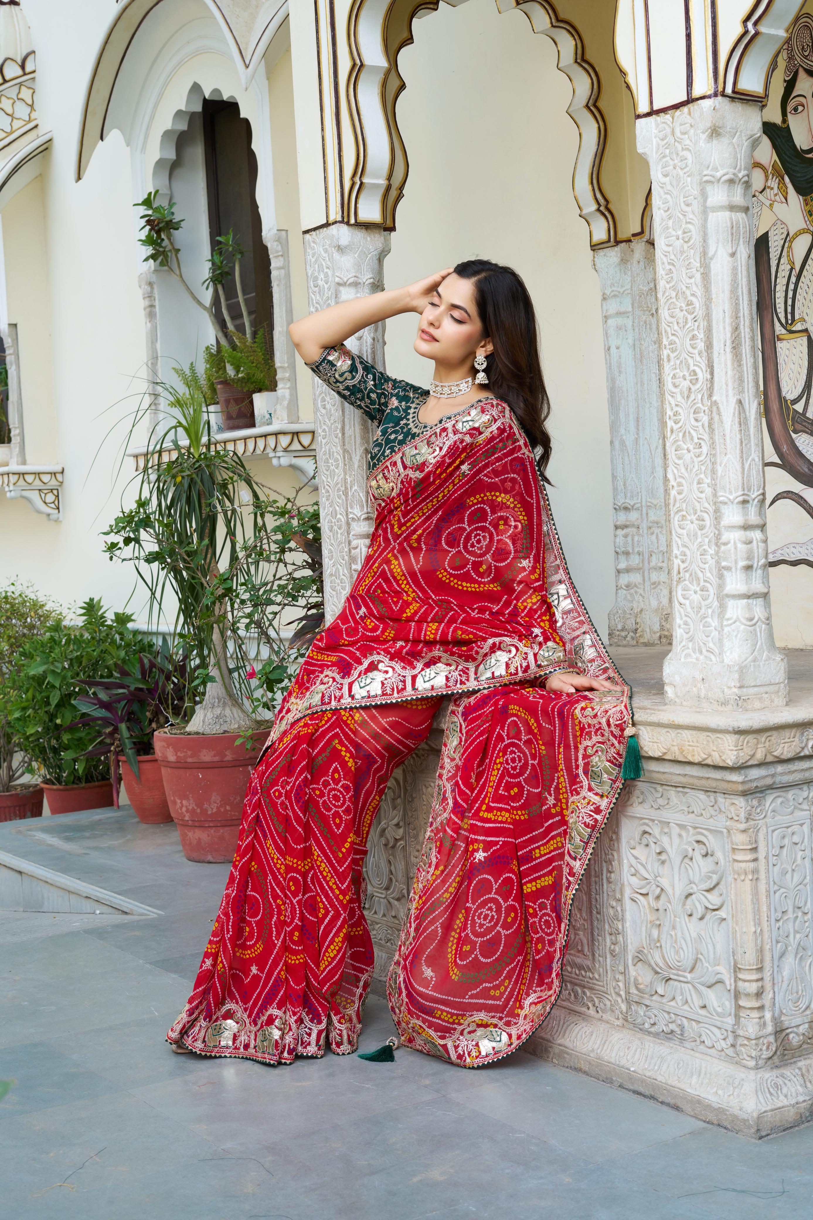 designer bandhani saree