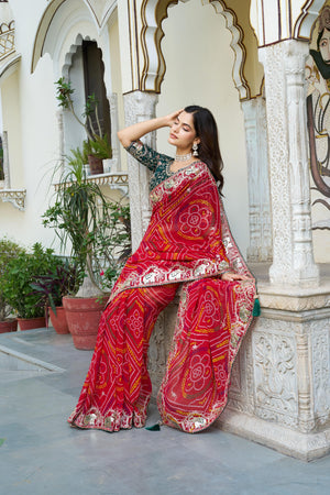 designer bandhani saree