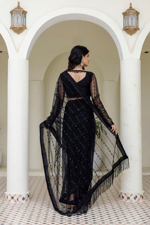 net saree party wear