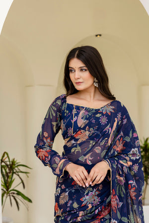 floral digital print saree