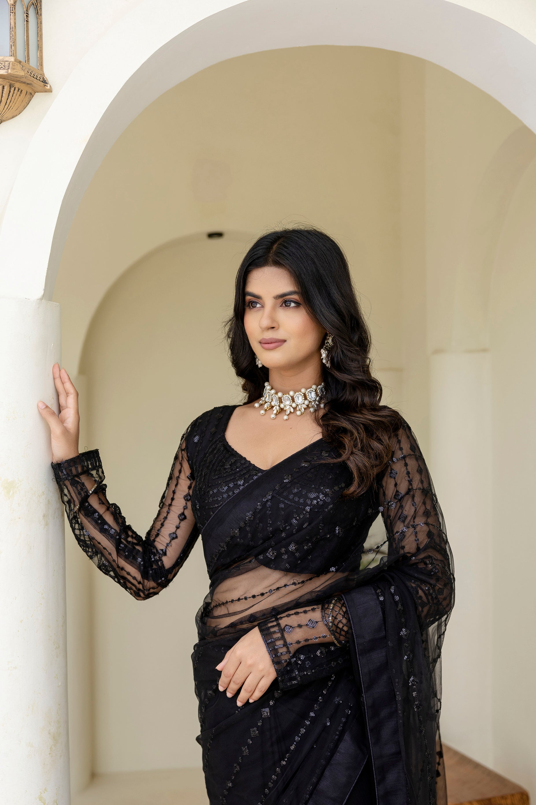Mono Net Saree with Blouse