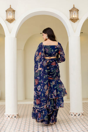 navy blue saree