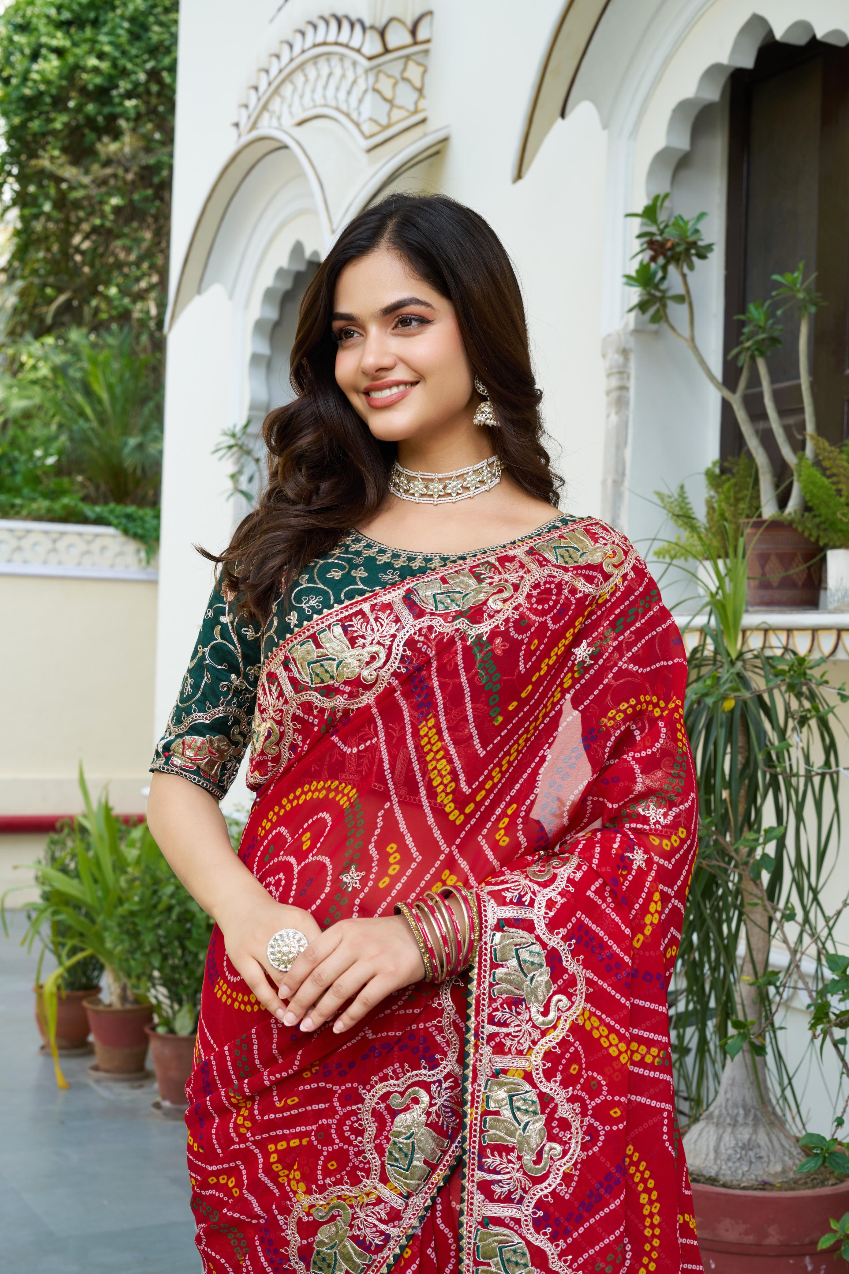 red beautiful sarees