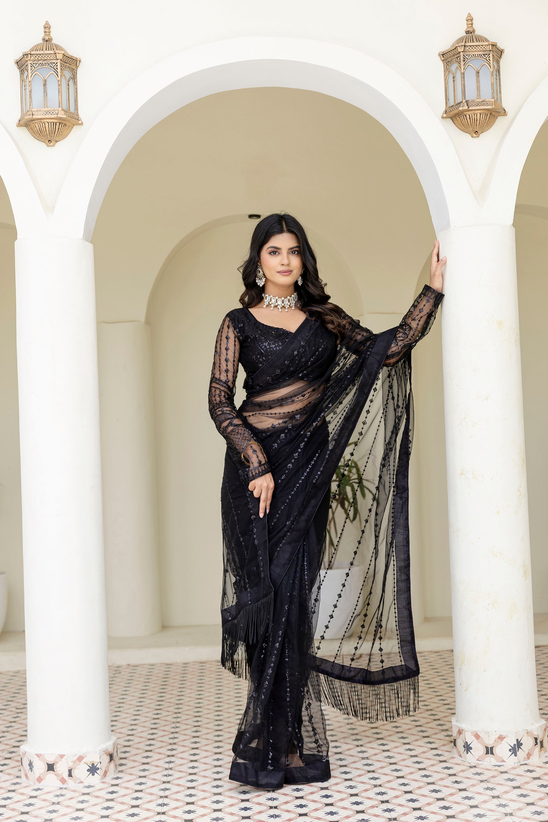 net saree party wear with price