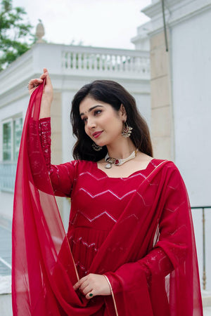 Maroon Anarkali suit set