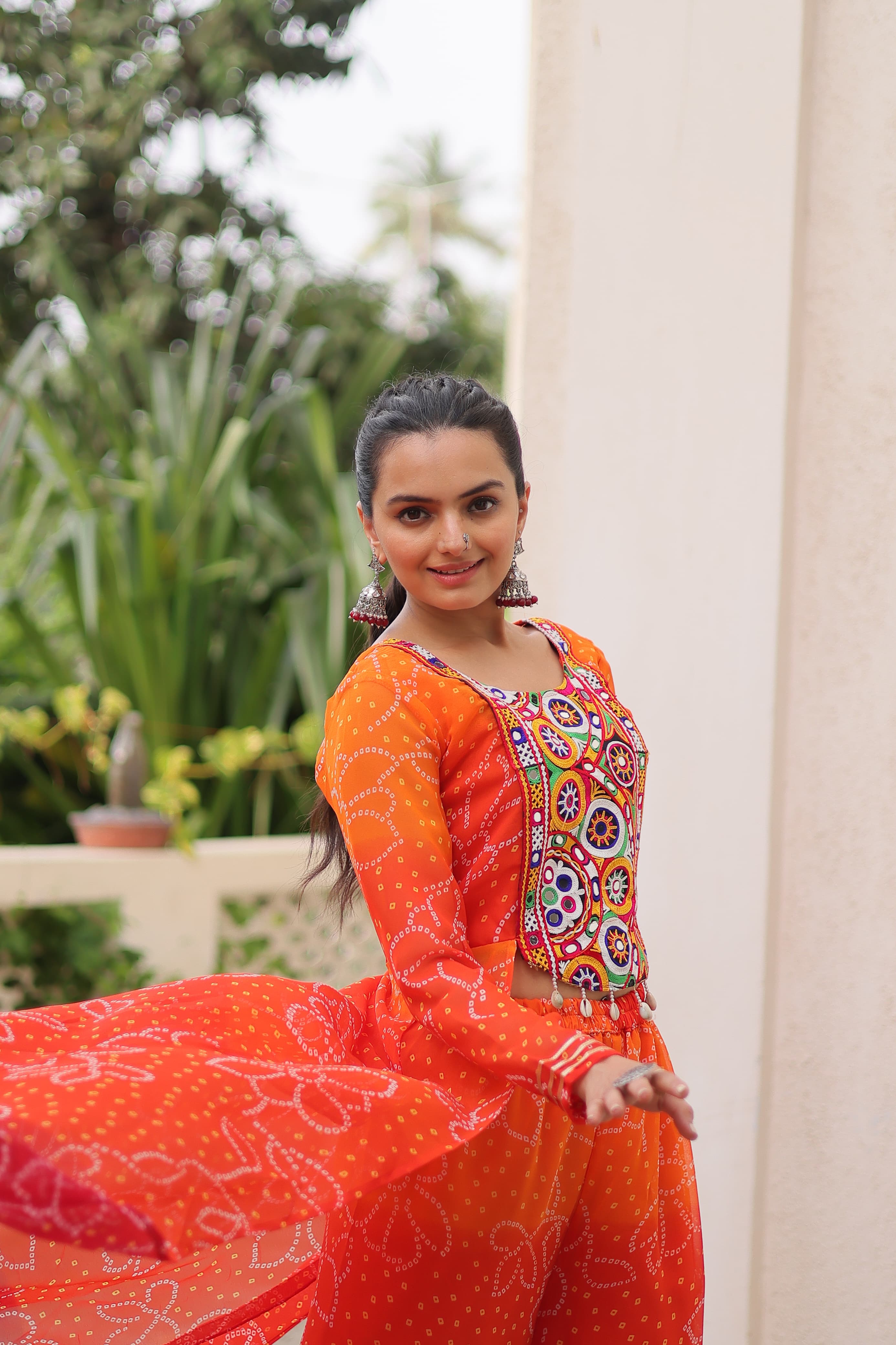 Bandhani print kurta with palazzo pants for women

