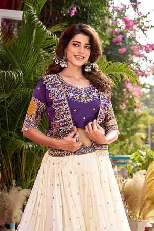 This premium lehenga choli set with koti is perfect for festive and wedding wear, made with high-quality Vichitra fabric and beautiful embroidery design.