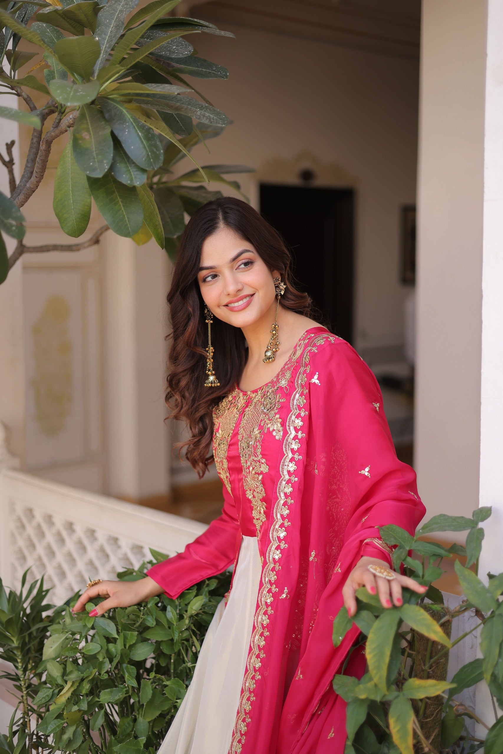 Party wear glass roman gown set
