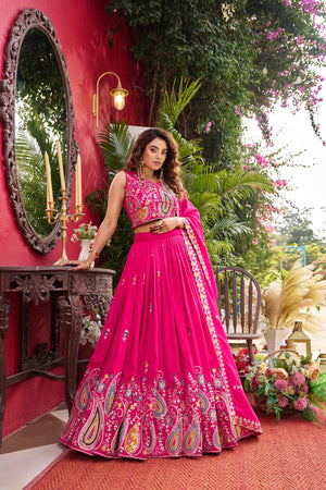 Wedding wear Vichitra silk lehenga with dupatta