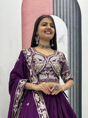 Traditional lehenga choli with embroidery
