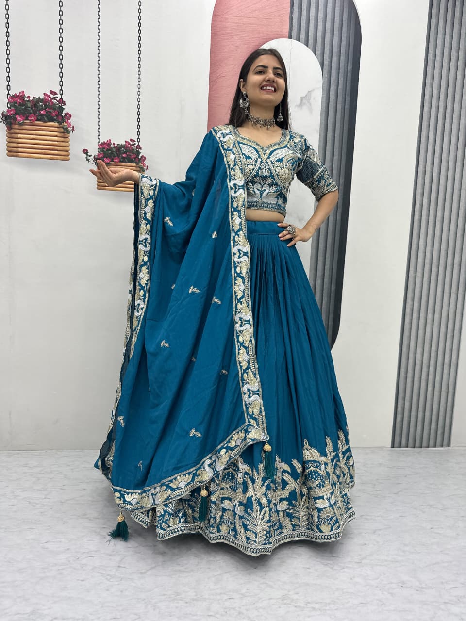 Traditional lehenga choli with embroidery