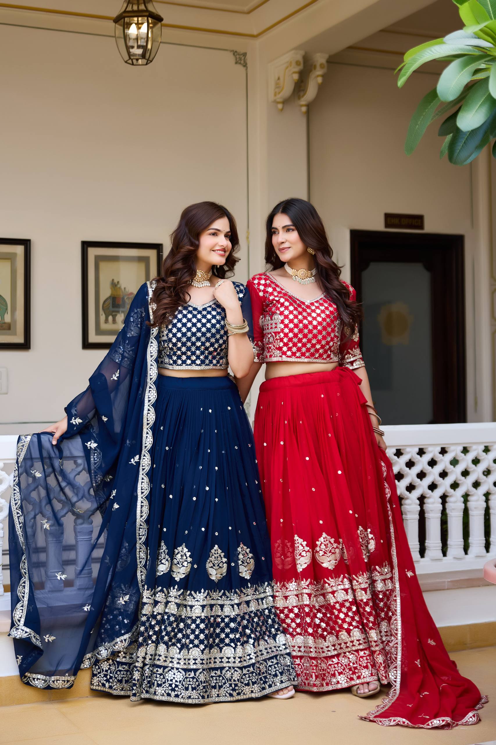 Designer embroidered lehenga online shopping India