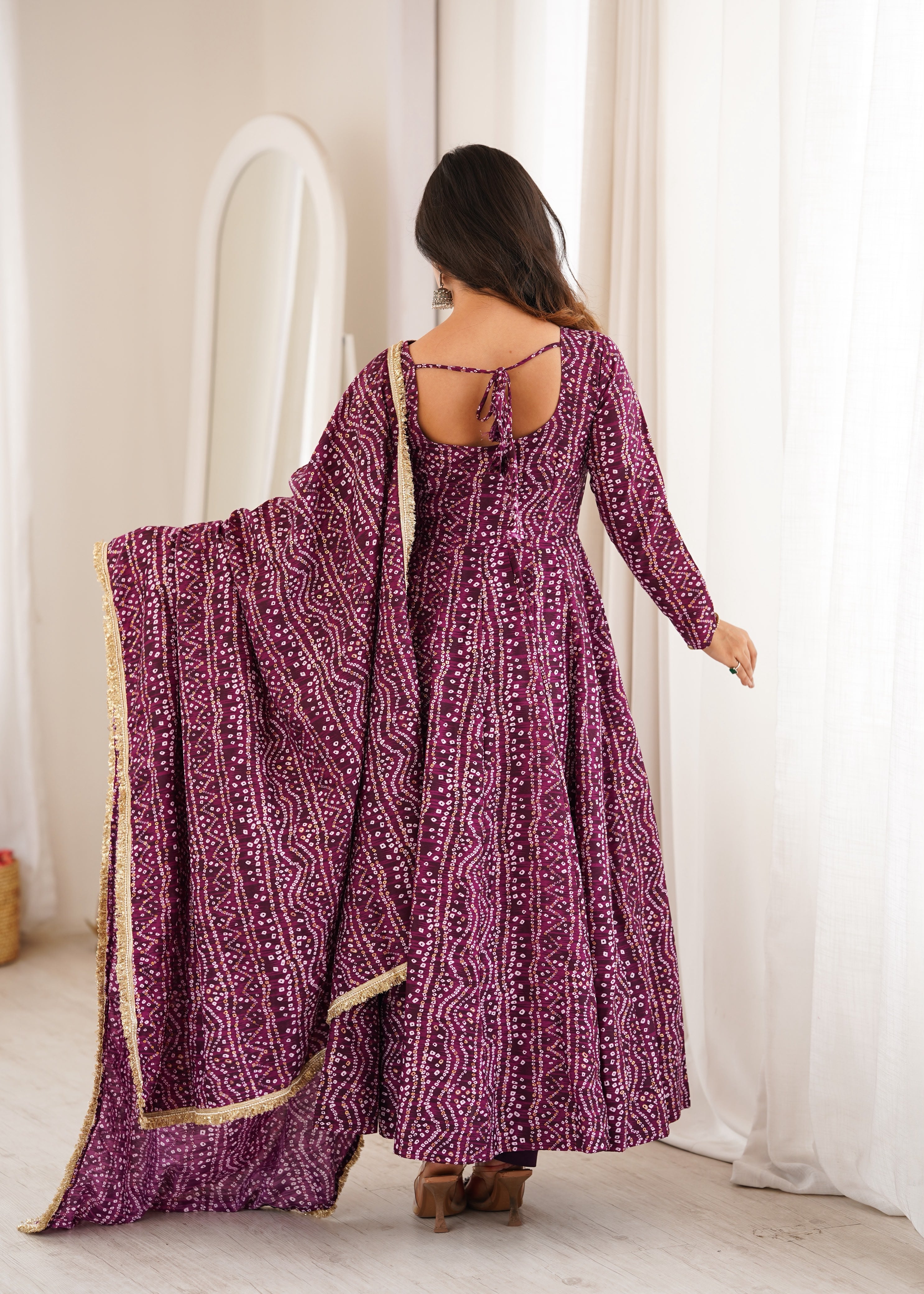 Latest wine purple gown set online India