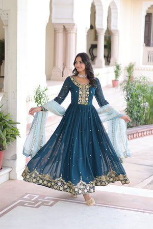Party wear embroidered gown for women