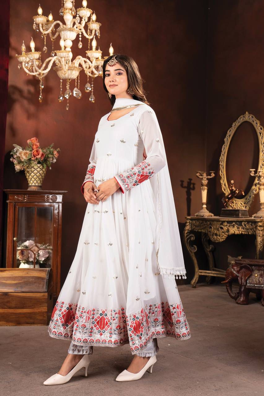 Festive wear designer White Anarkali dress – ethnic luxury outfit