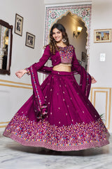 buy wine color party wear lehenga set online