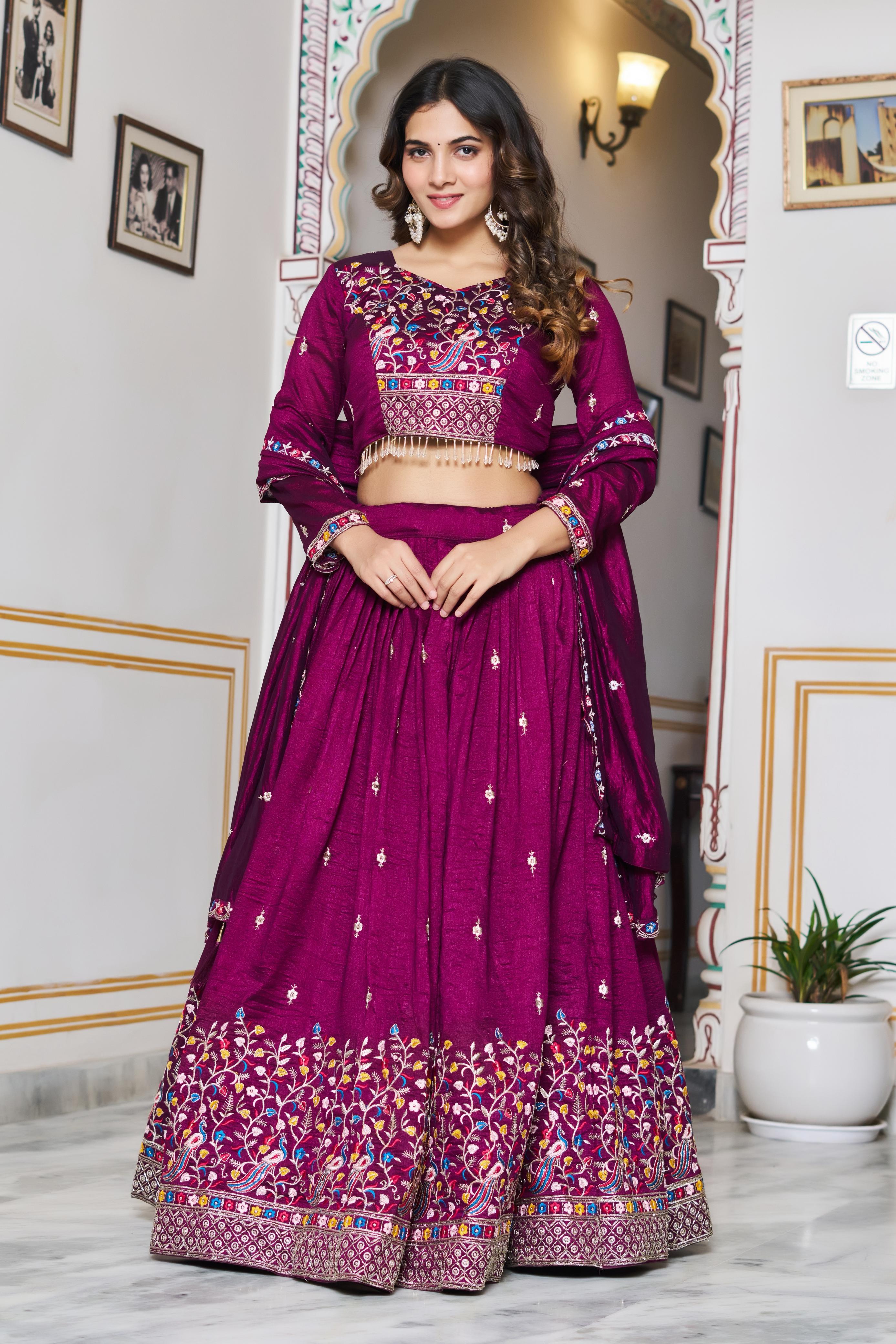 wine color wedding lehenga for women 
