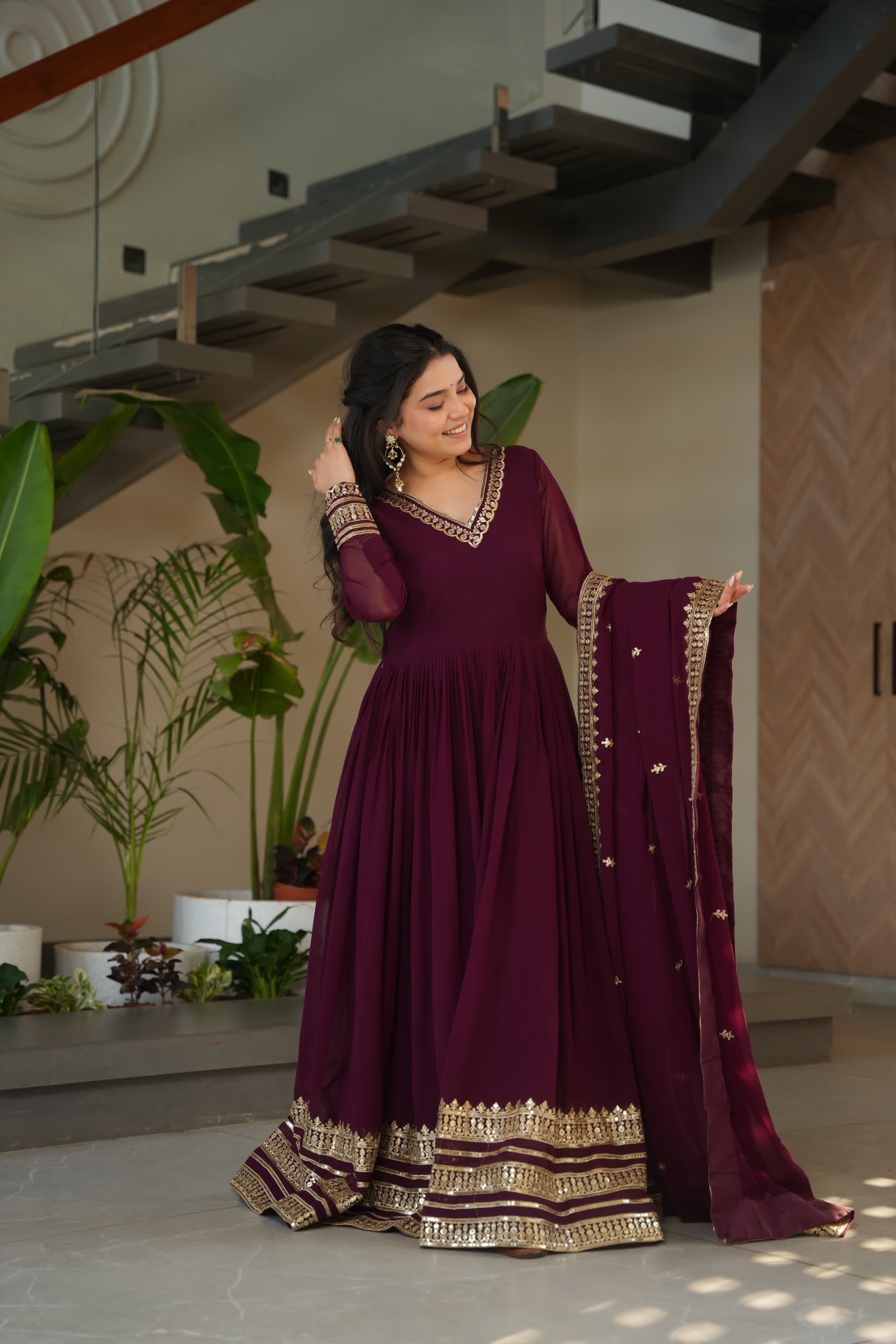 Wine Color Gown