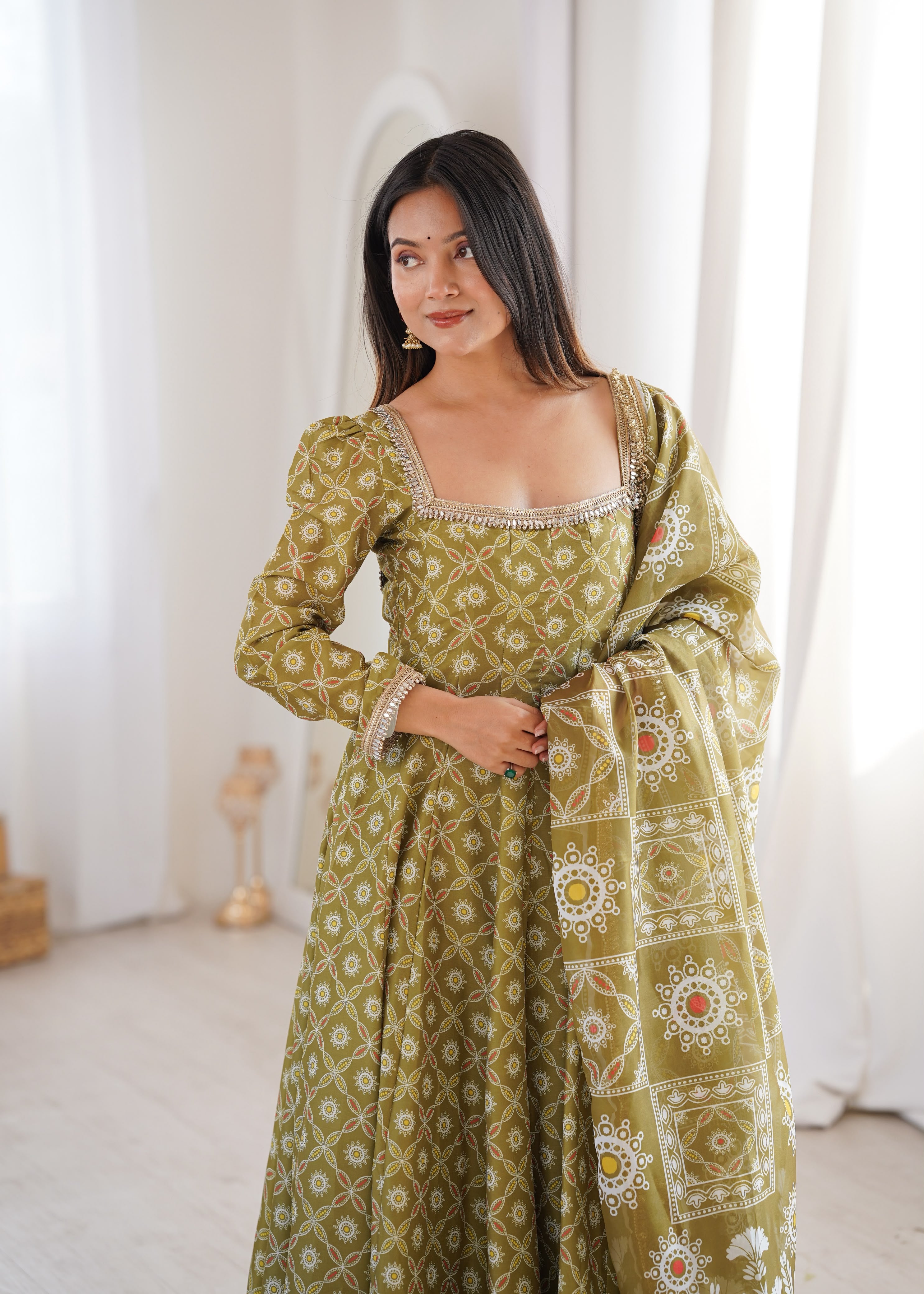Latest olive green gown online India