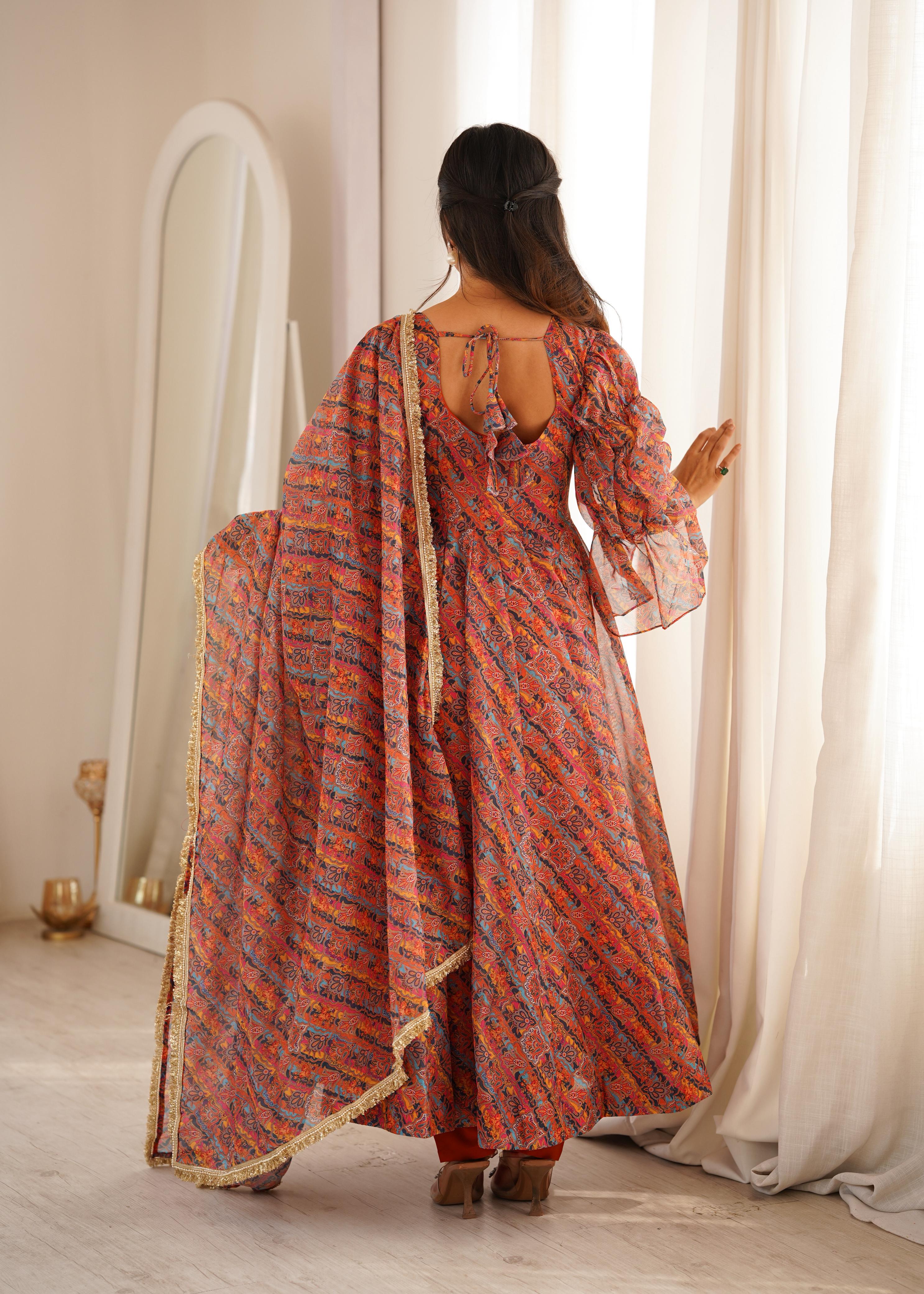 Designer Ethnic Organza Outfit for Festivals