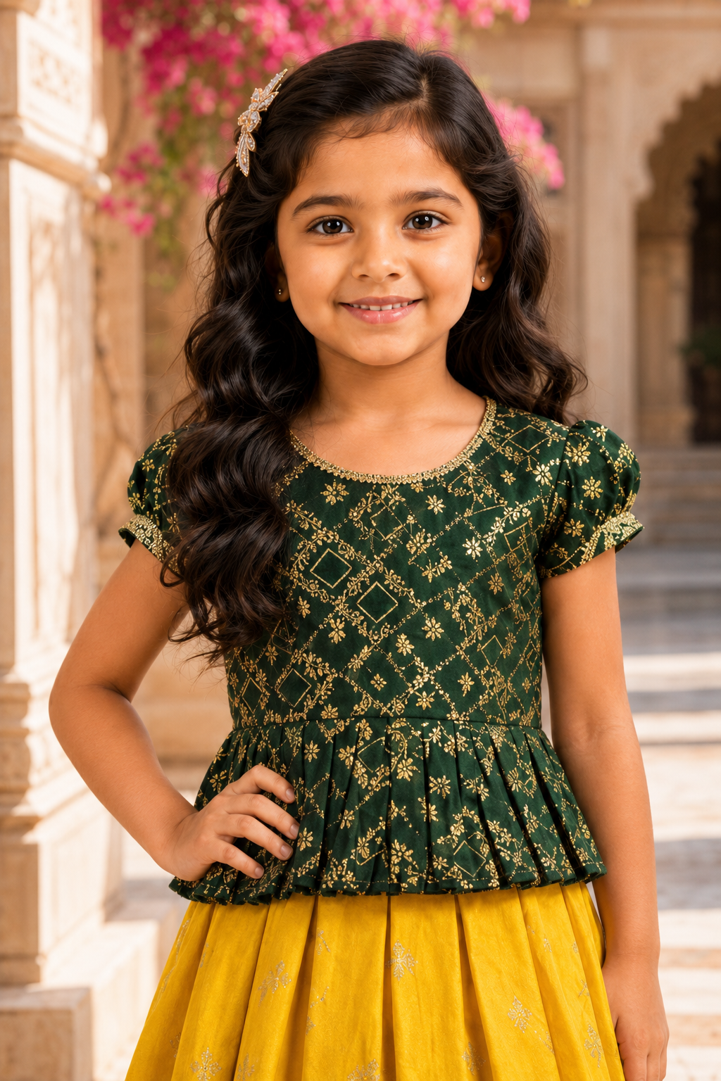 Designer Nilon Dola Silk Lehenga for Girls