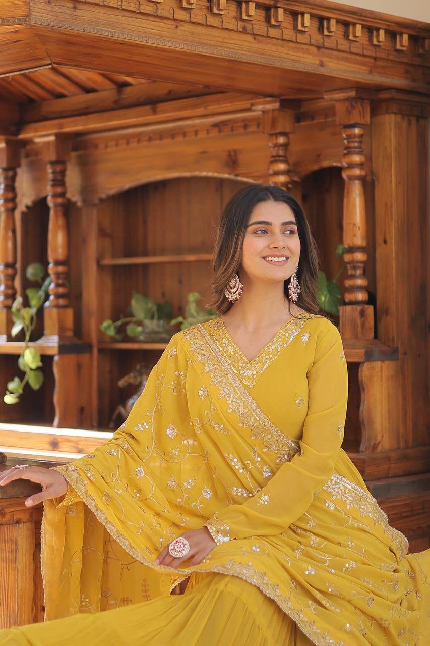 faux georgette gown set