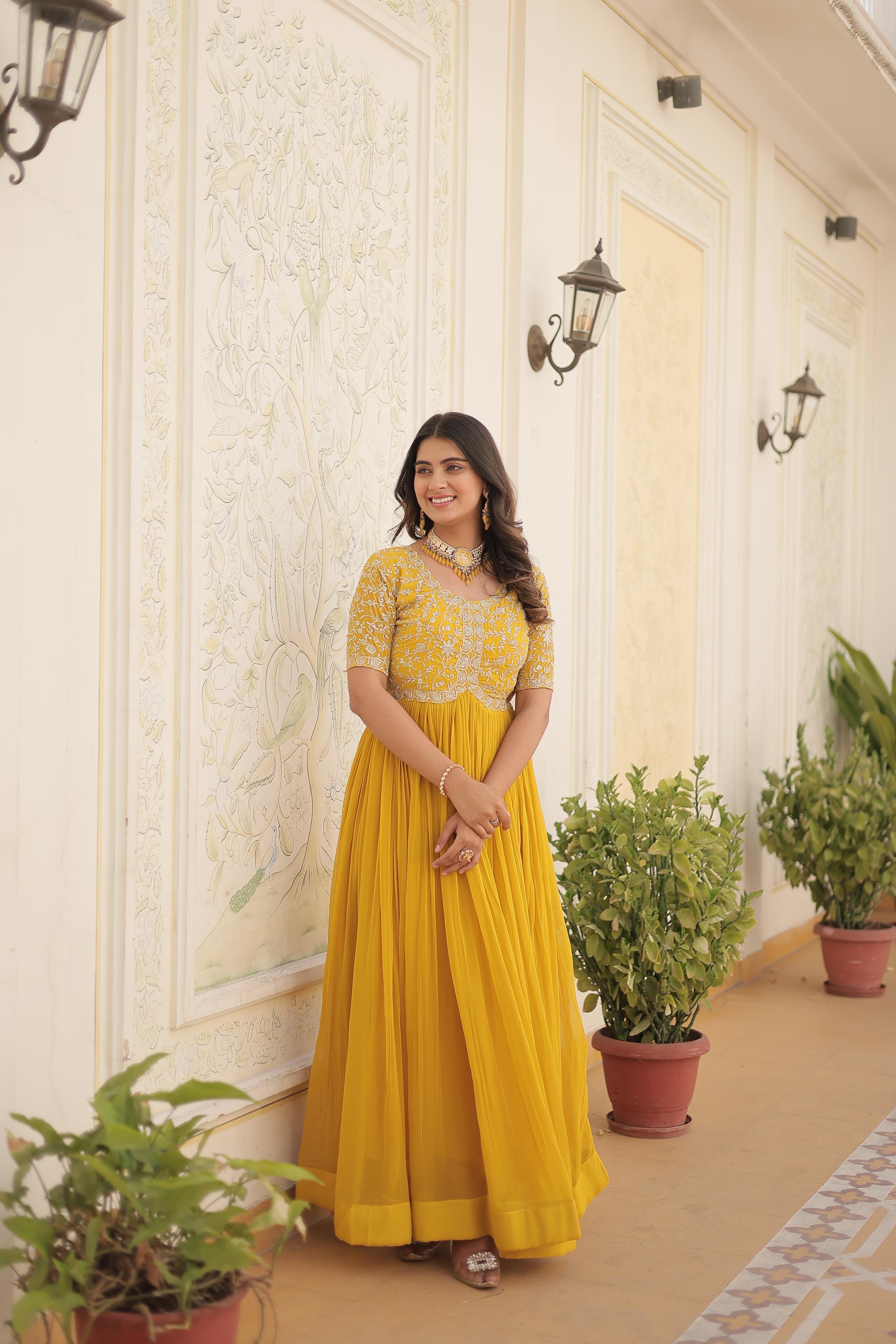 sequin embroidered gown