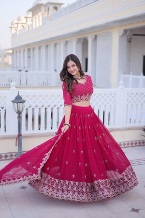 Rani pink Ethnic Lehenga for Women
